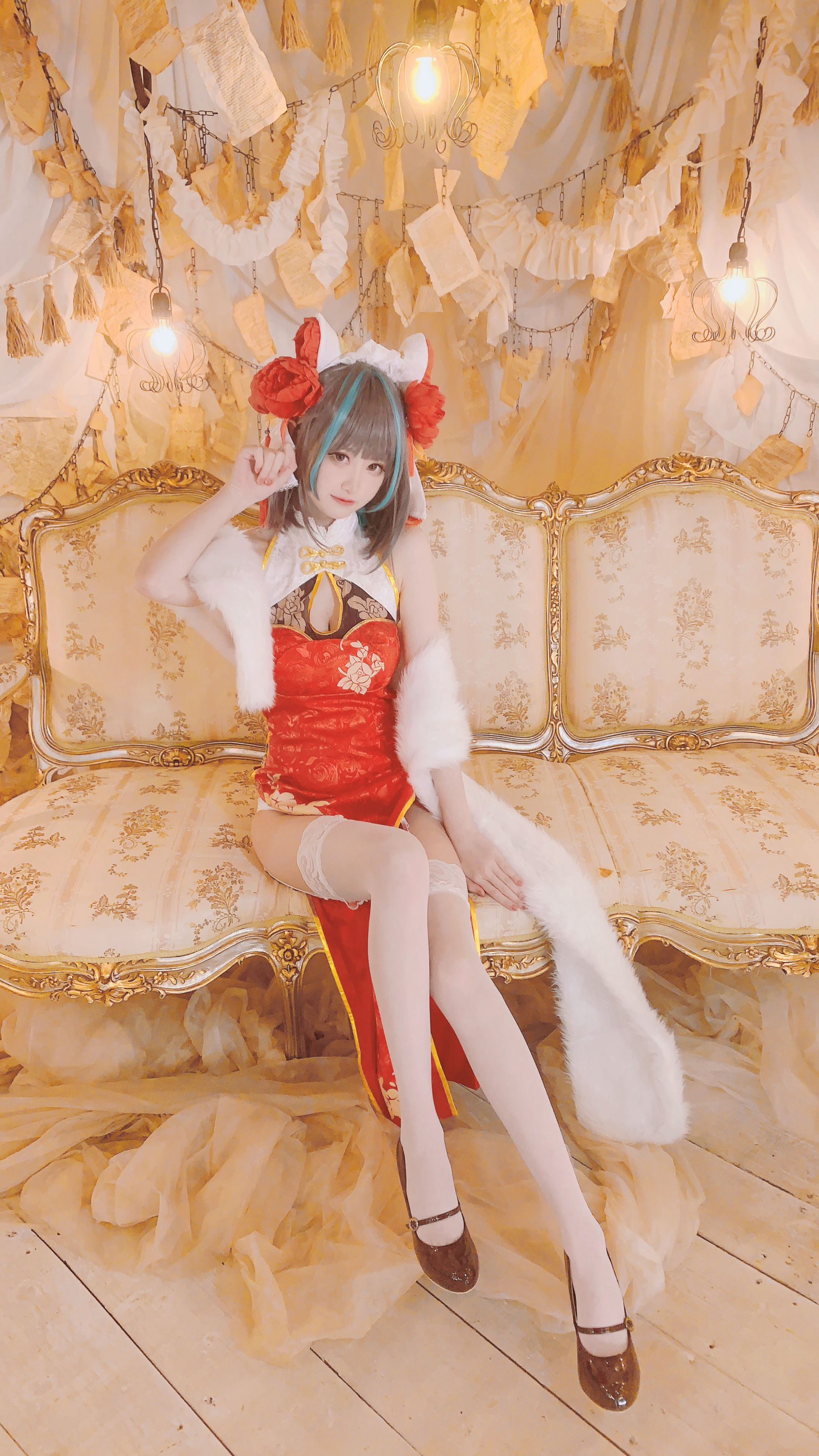 [福利COS] 千阳(ちよ) - 柴郡旗袍cos第4张