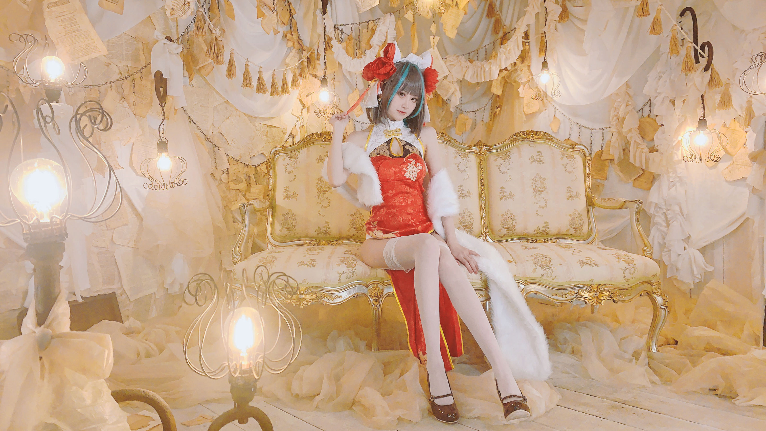 [福利COS] 千阳(ちよ) - 柴郡旗袍cos第1张