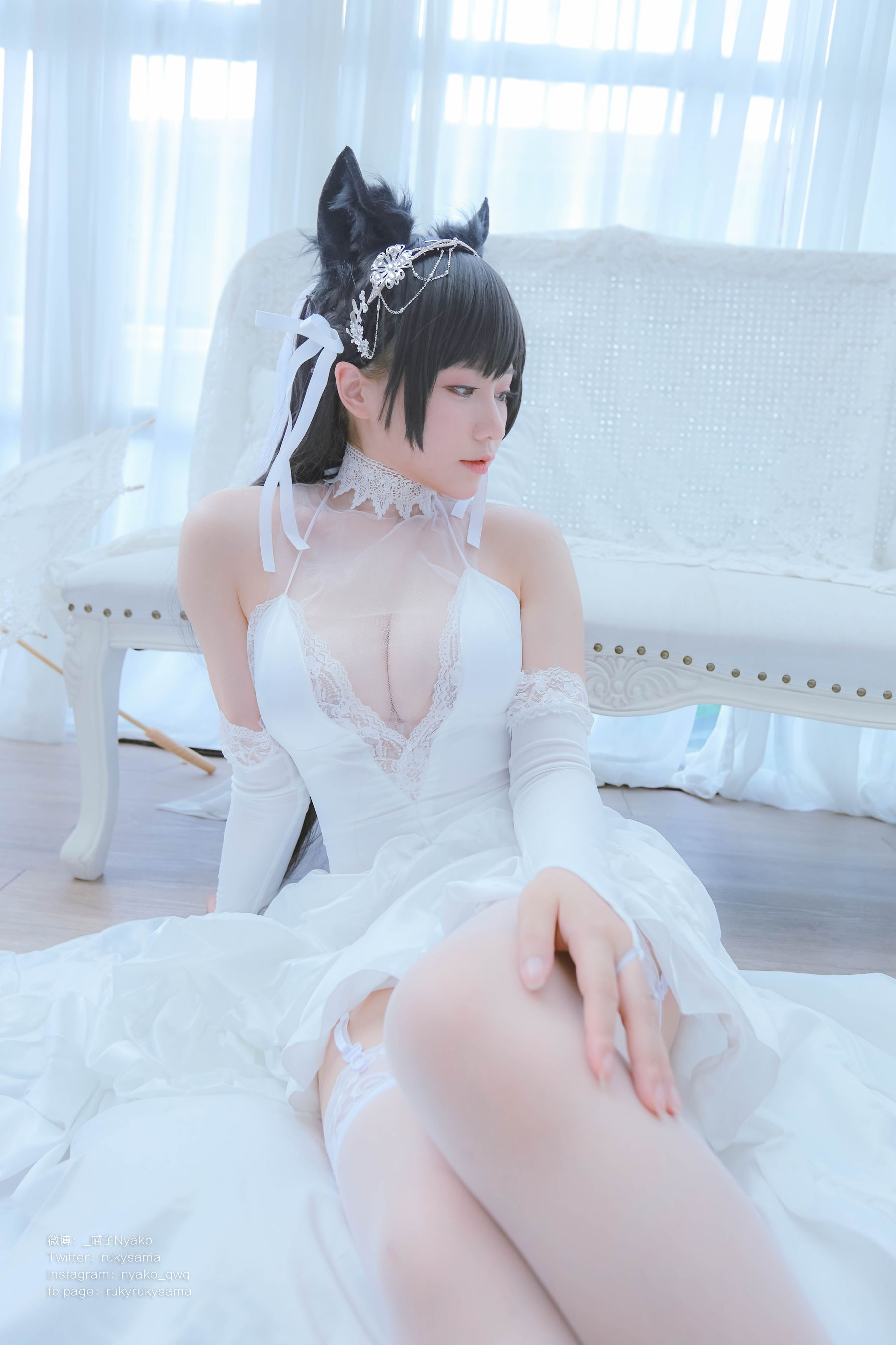 [福利COS] 萌妹子Nyako喵子 - 爱宕婚纱第8张