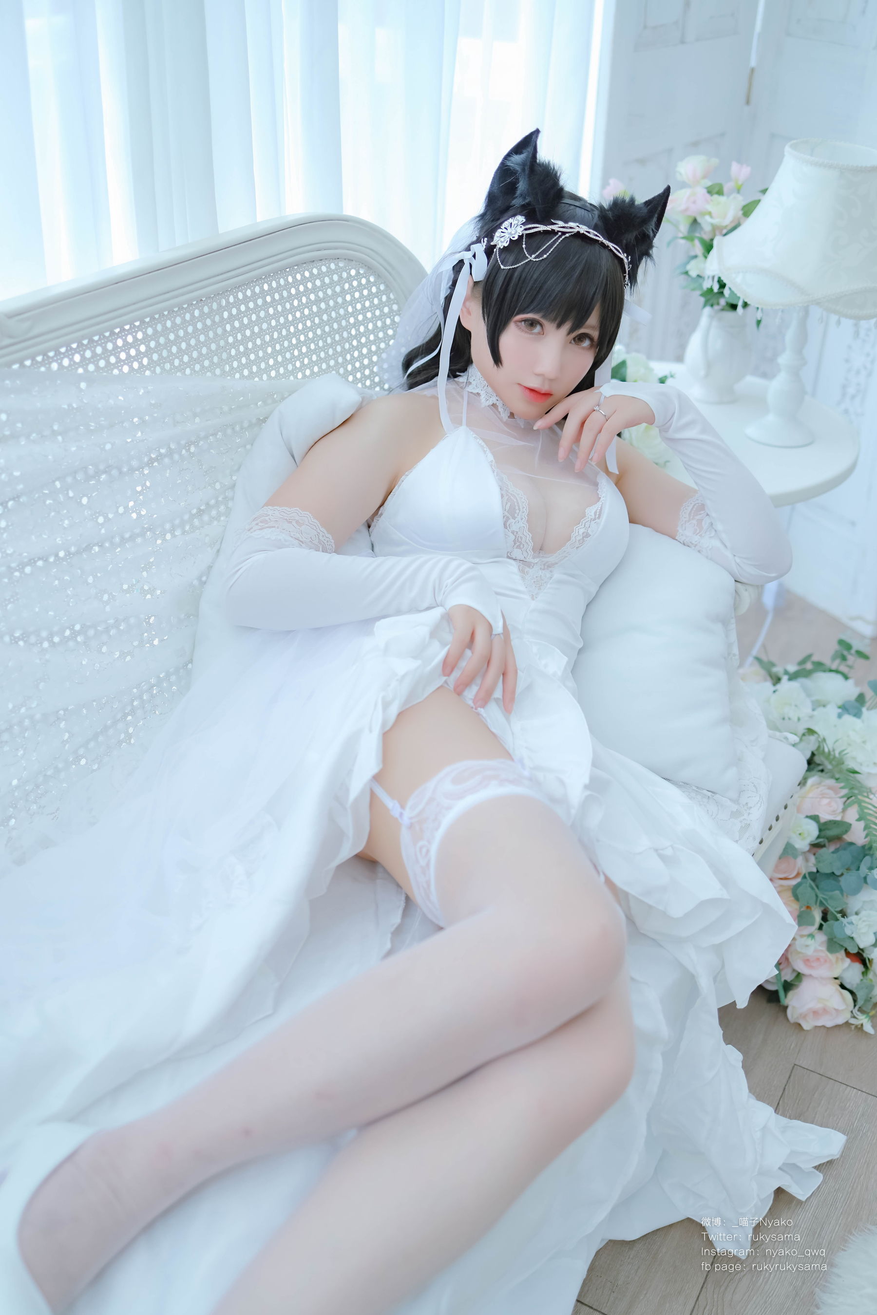 [福利COS] 萌妹子Nyako喵子 - 爱宕婚纱第16张