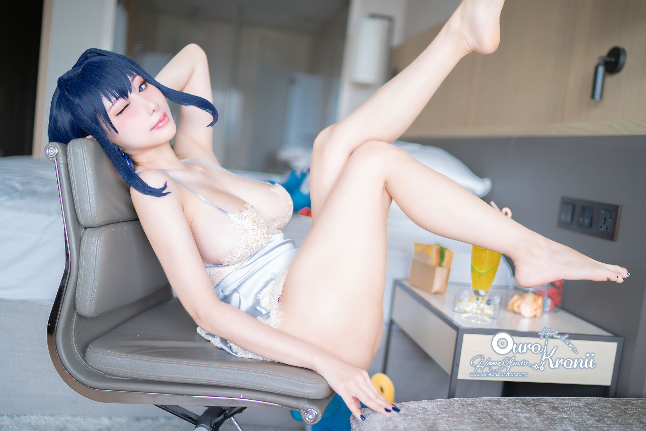 [福利COS] Hane Ame 雨波写真 - Hololive Kronii 時間 Pajama第7张