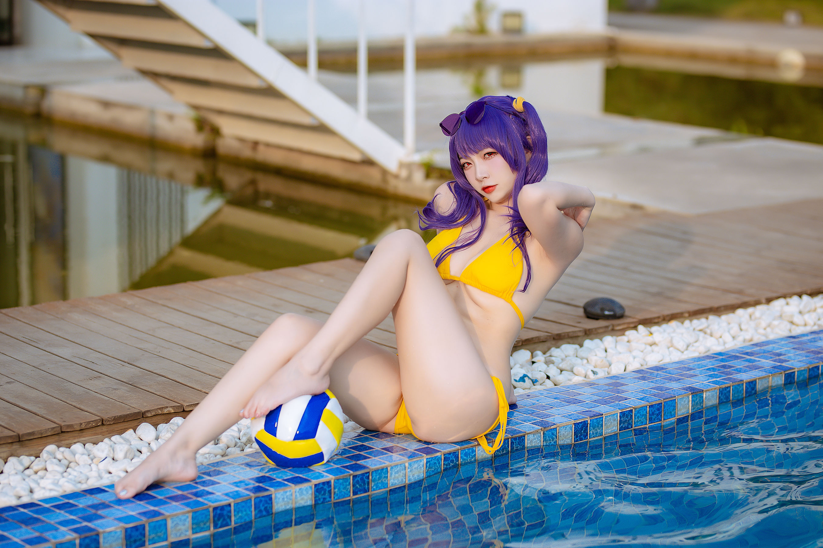 [福利COS] 人气Coser二佐Nisa - 碧蓝 波拉泳装第6张