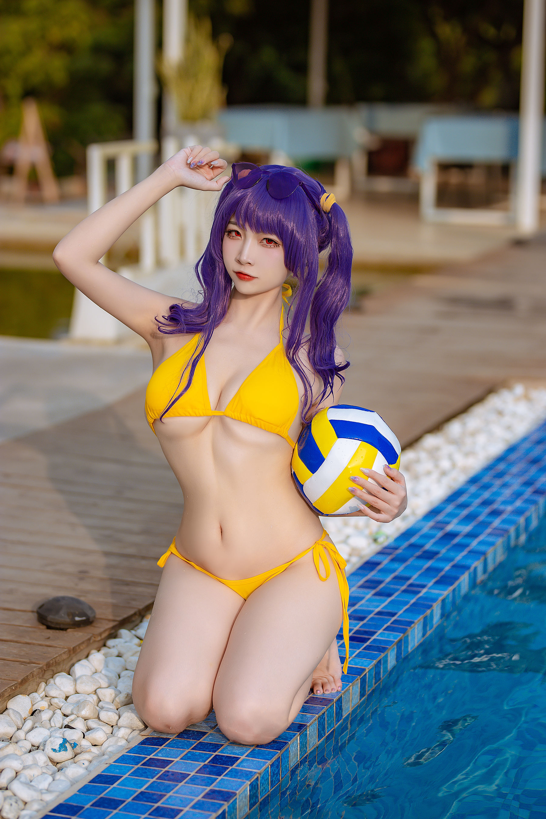 [福利COS] 人气Coser二佐Nisa - 碧蓝 波拉泳装第1张