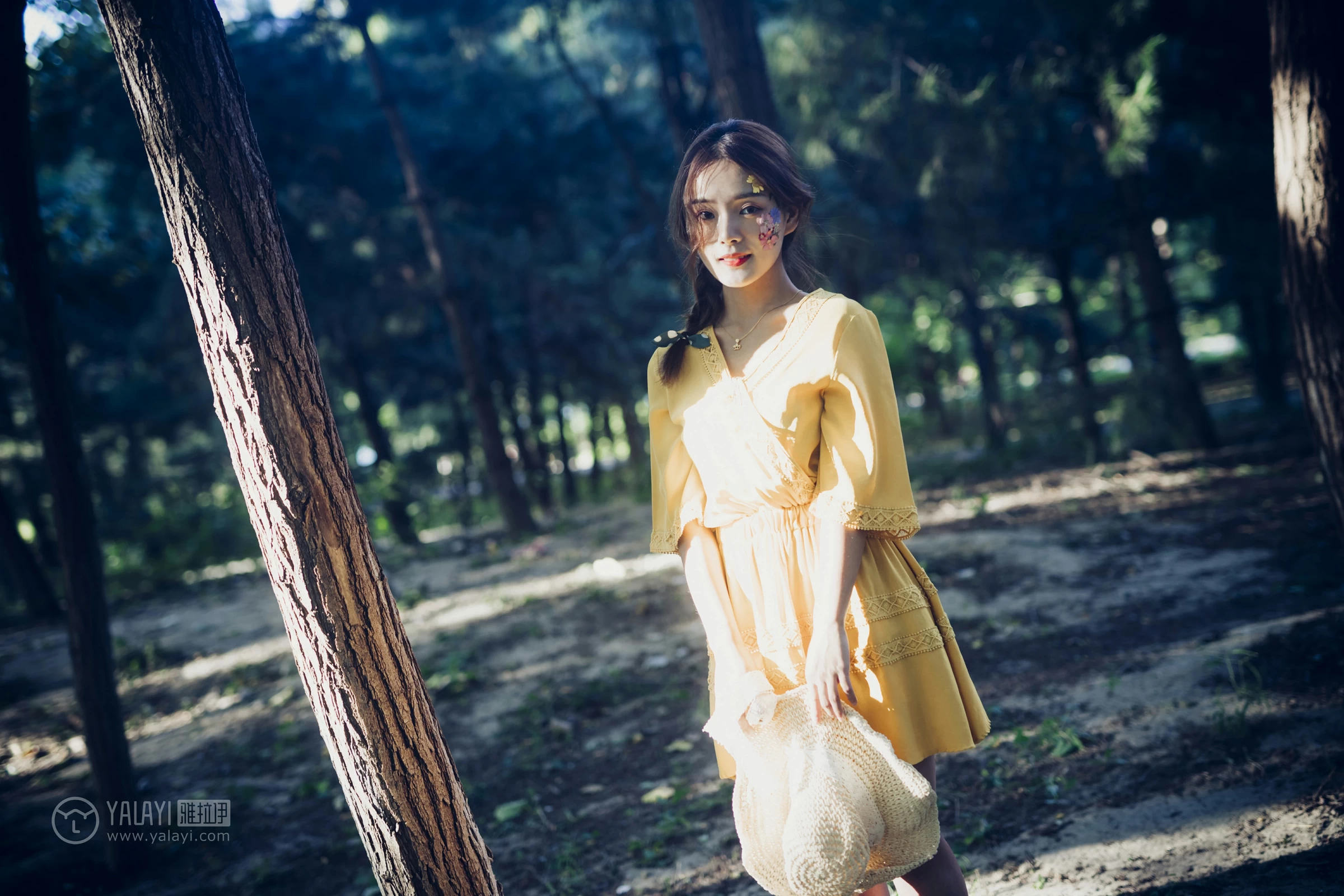 [YALAYI雅拉伊]NO.117 夏日小清新 白日梦 黄色蕾丝连衣裙清纯私房写真集第8张
