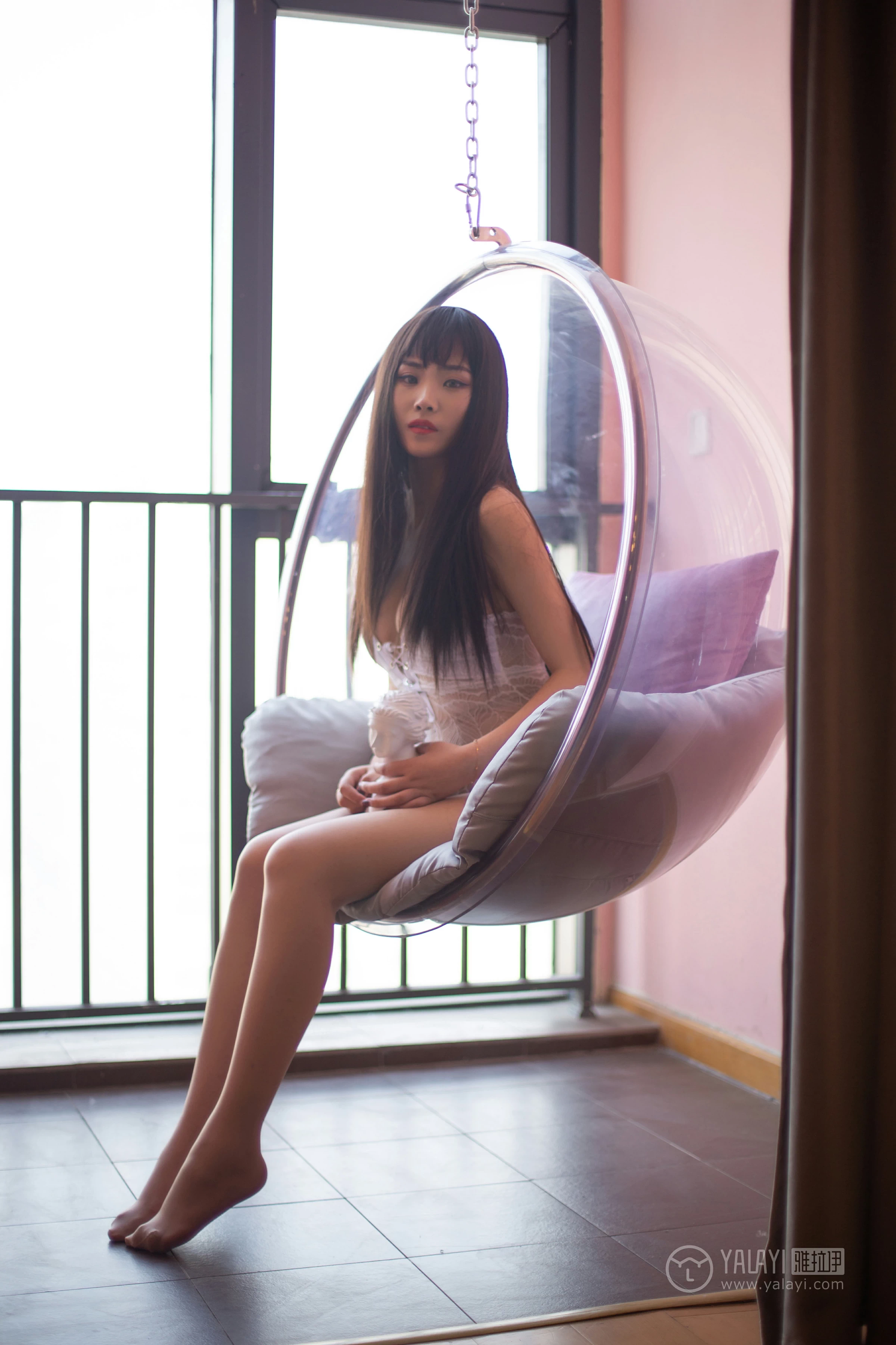 [YALAYI雅拉伊]No.288 欲盖弥彰 沫沫 白色透视情趣内衣加肉色丝袜美腿性感私房写真集第2张