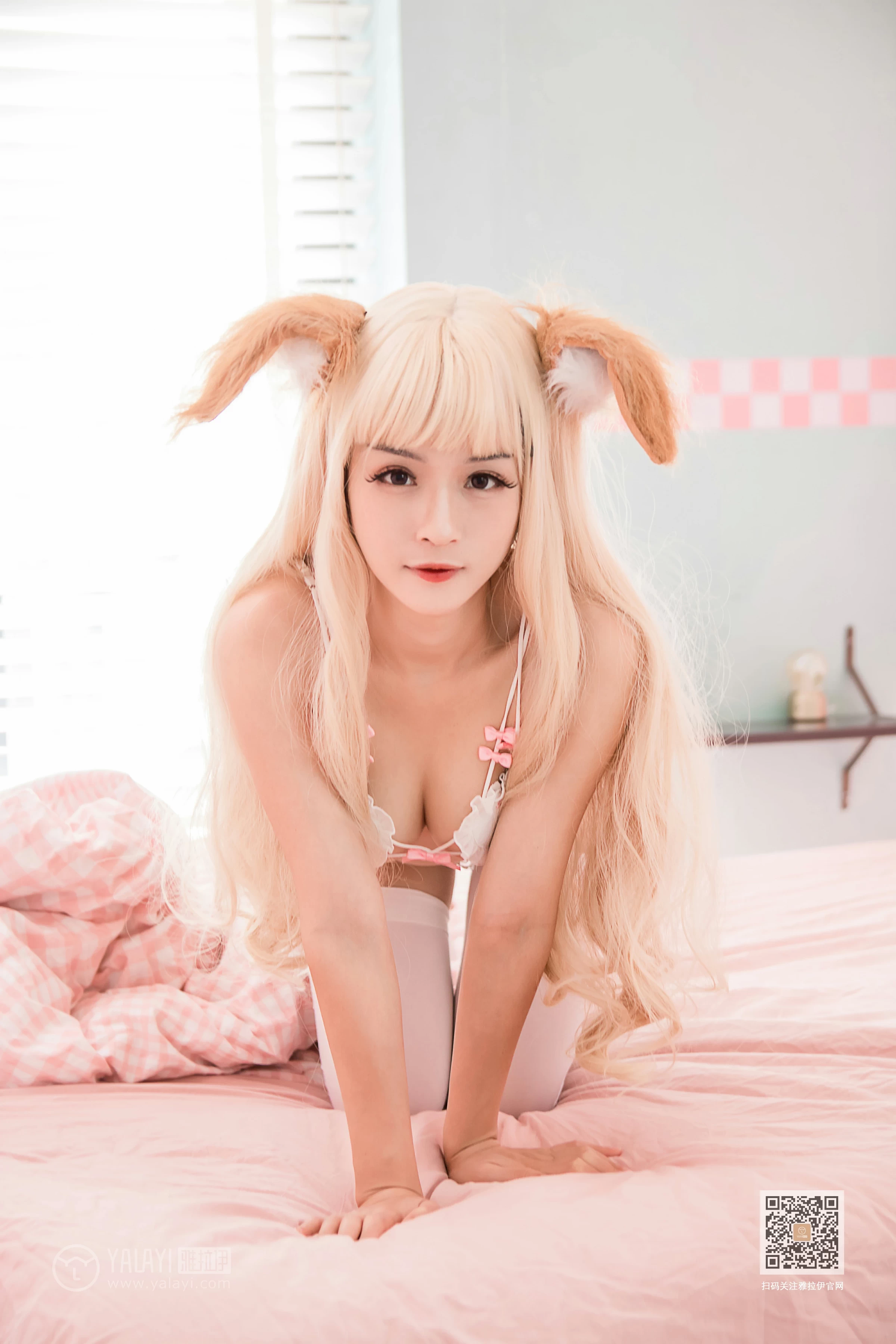 [YALAYI雅拉伊]Vol.497 白色比基尼 艾丽 透视情趣内衣加白色丝袜美腿性感私房写真集第9张