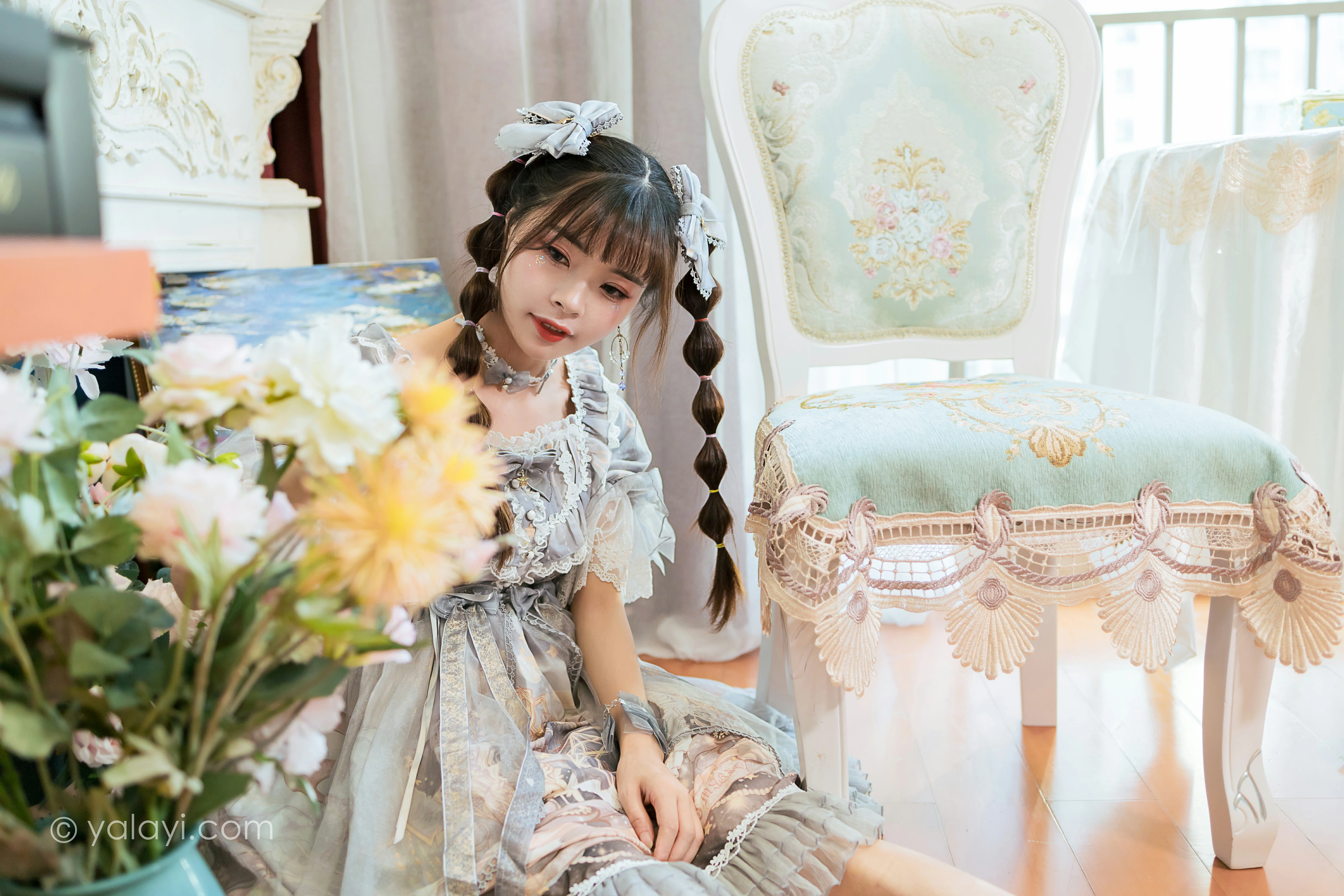 [YALAYI雅拉伊]NO.853 洛丽塔Lolita 程小蝶 淡蓝色连身制服裙清纯可爱私房写真集第5张