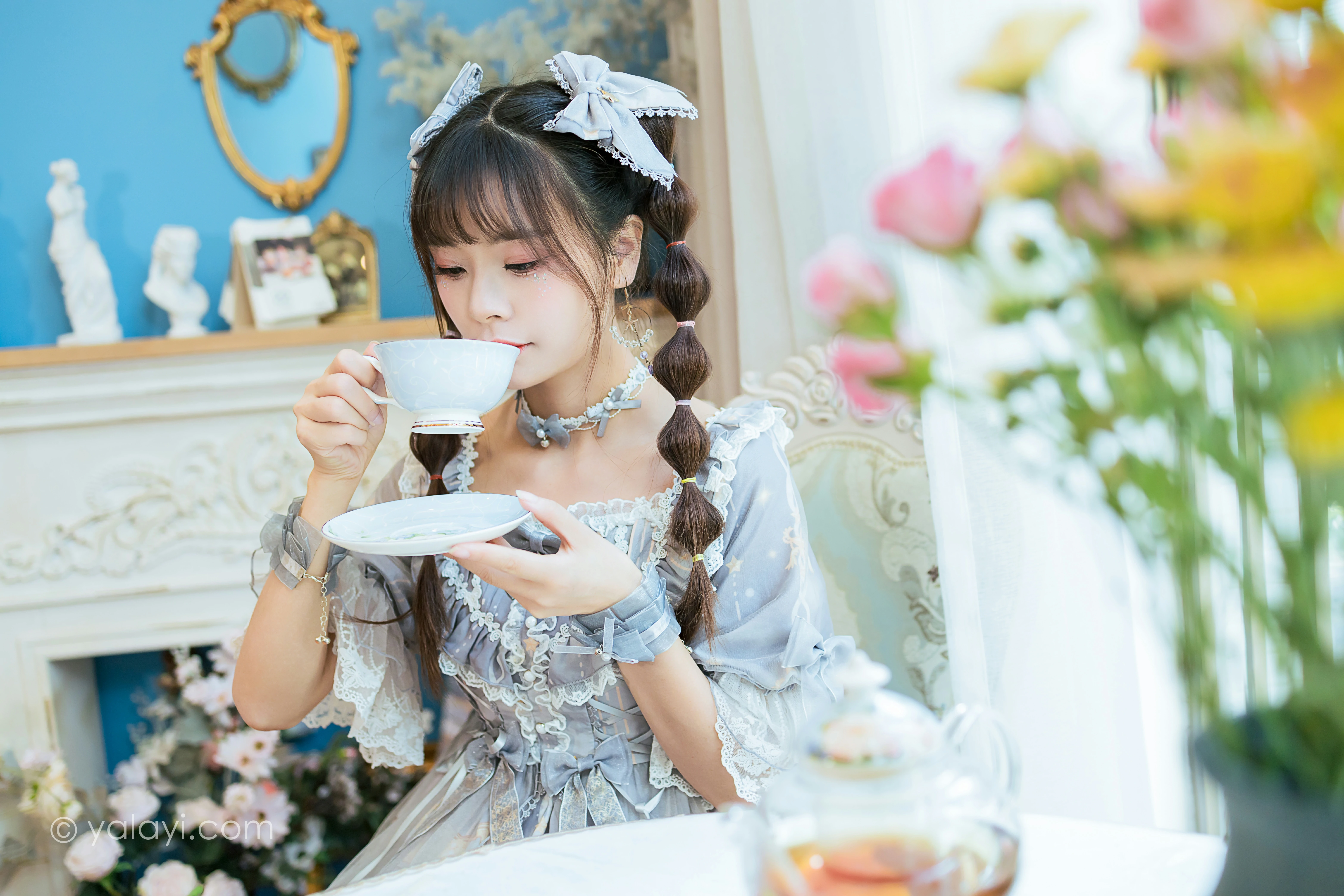 [YALAYI雅拉伊]NO.853 洛丽塔Lolita 程小蝶 淡蓝色连身制服裙清纯可爱私房写真集第9张