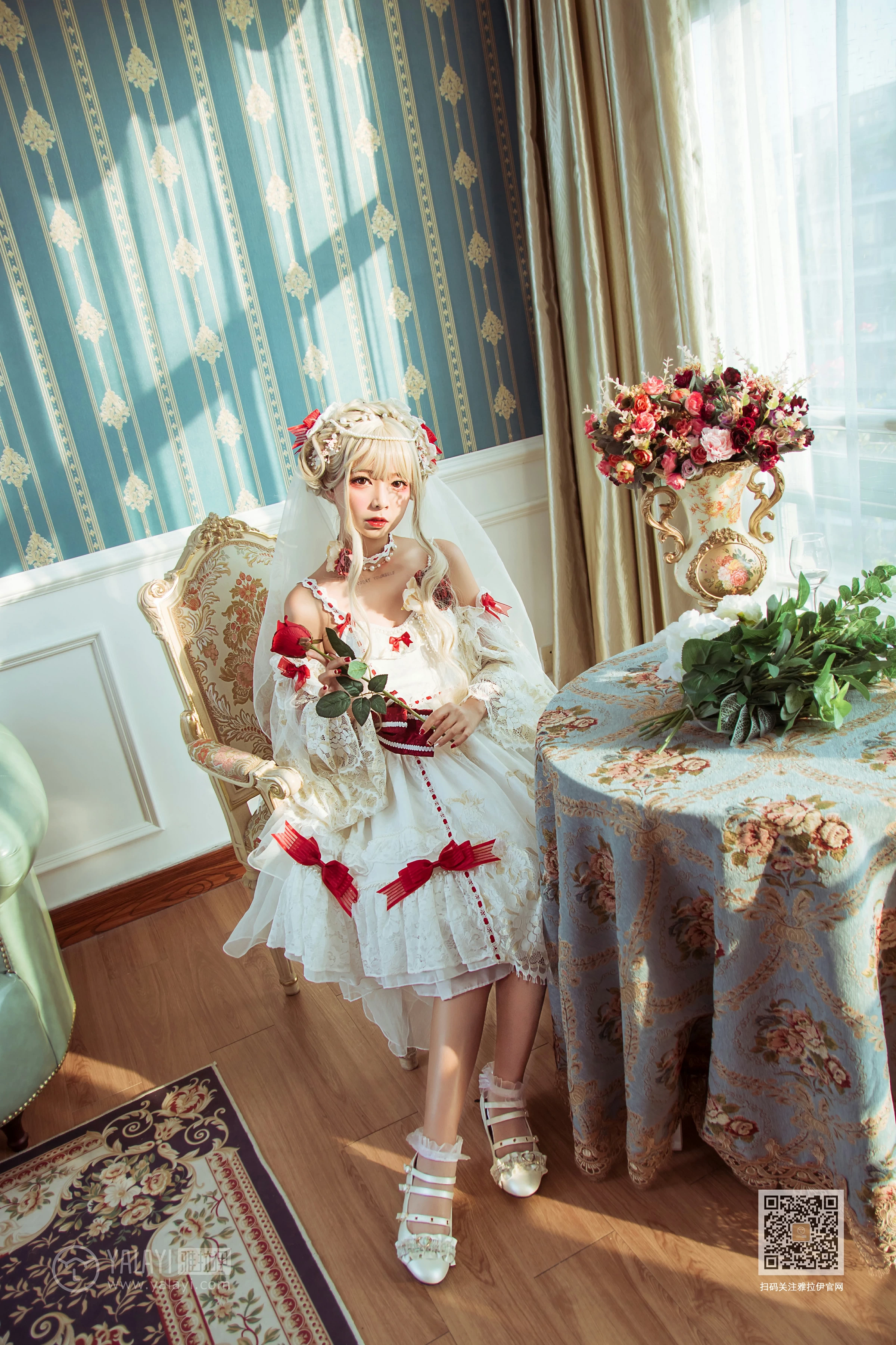 [YALAYI雅拉伊]Vol.521 梦幻洛丽塔 阿禾 白色情趣吊带连衣裙性感私房写真集第14张