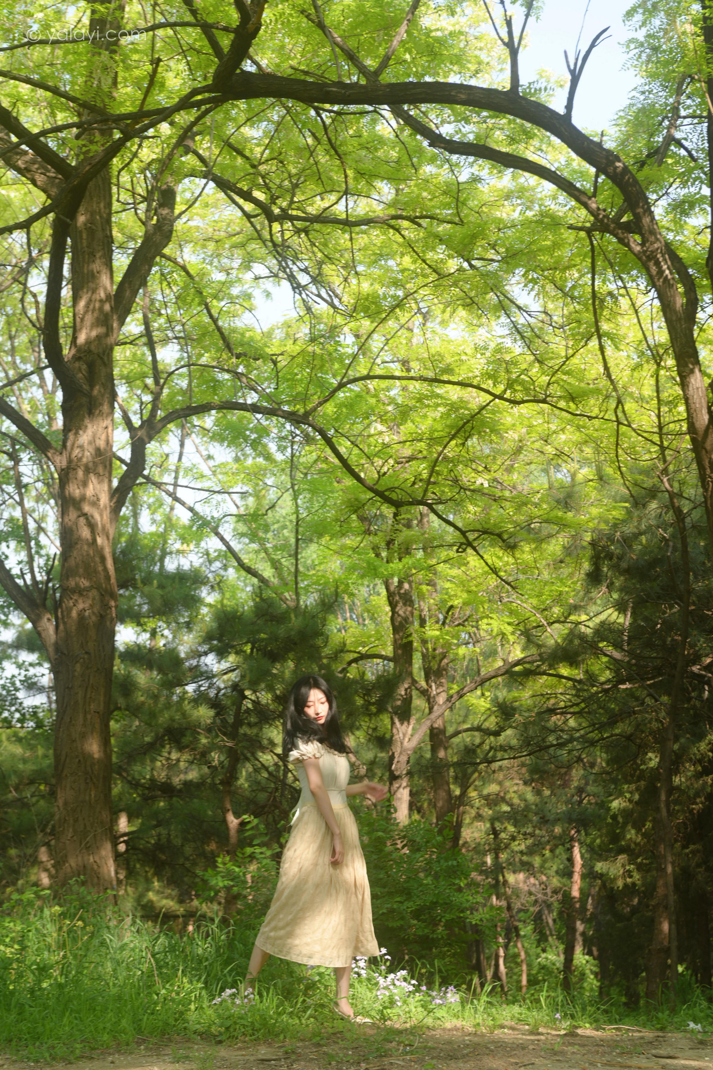 [YALAYI雅拉伊]2022.06.15 气息 佳佳 白色裸背短袖加黄色长裙清纯写真集第3张