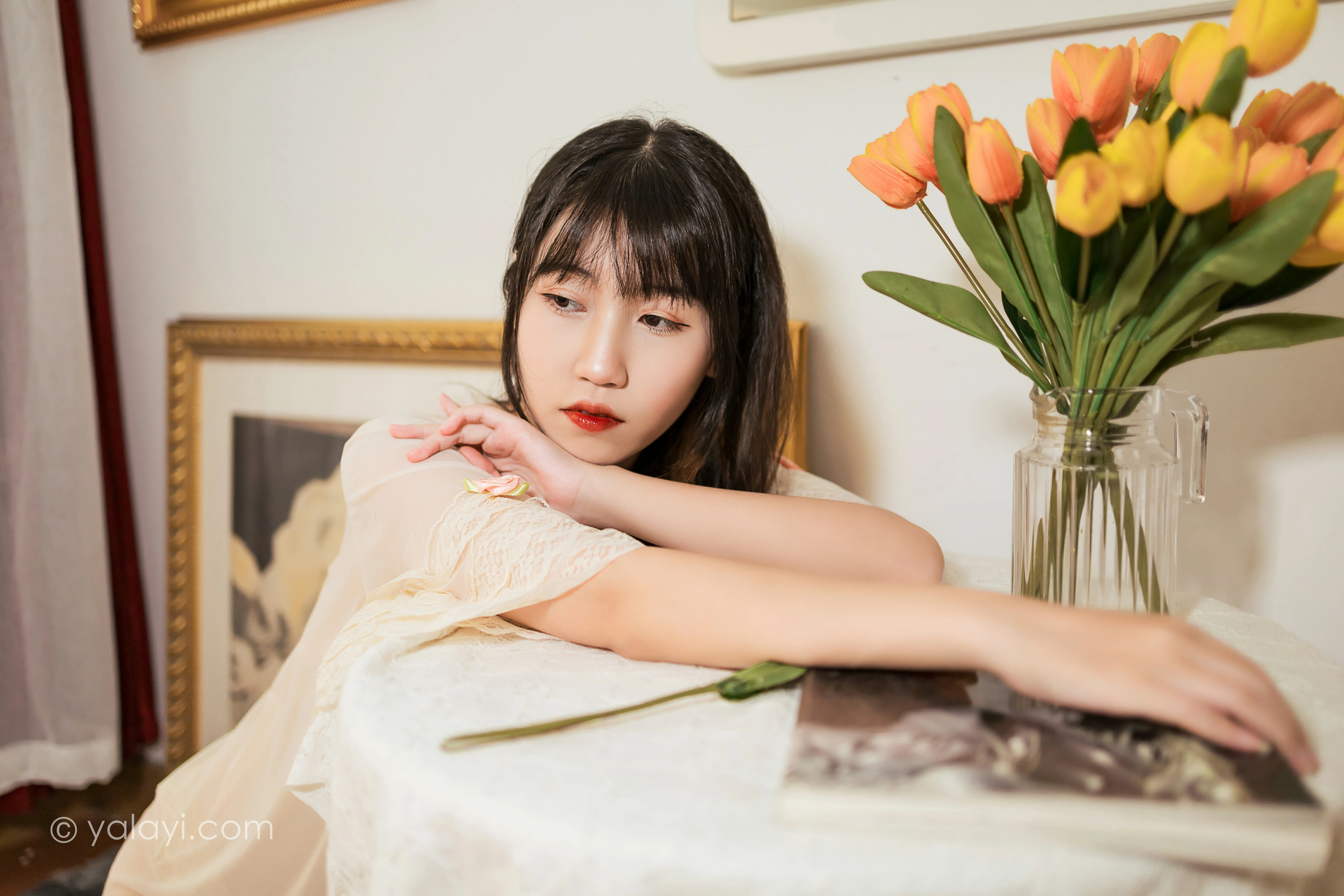 [YALAYI雅拉伊]NO.851 在意你 弈思 白色透视情趣内衣性感私房写真集第4张