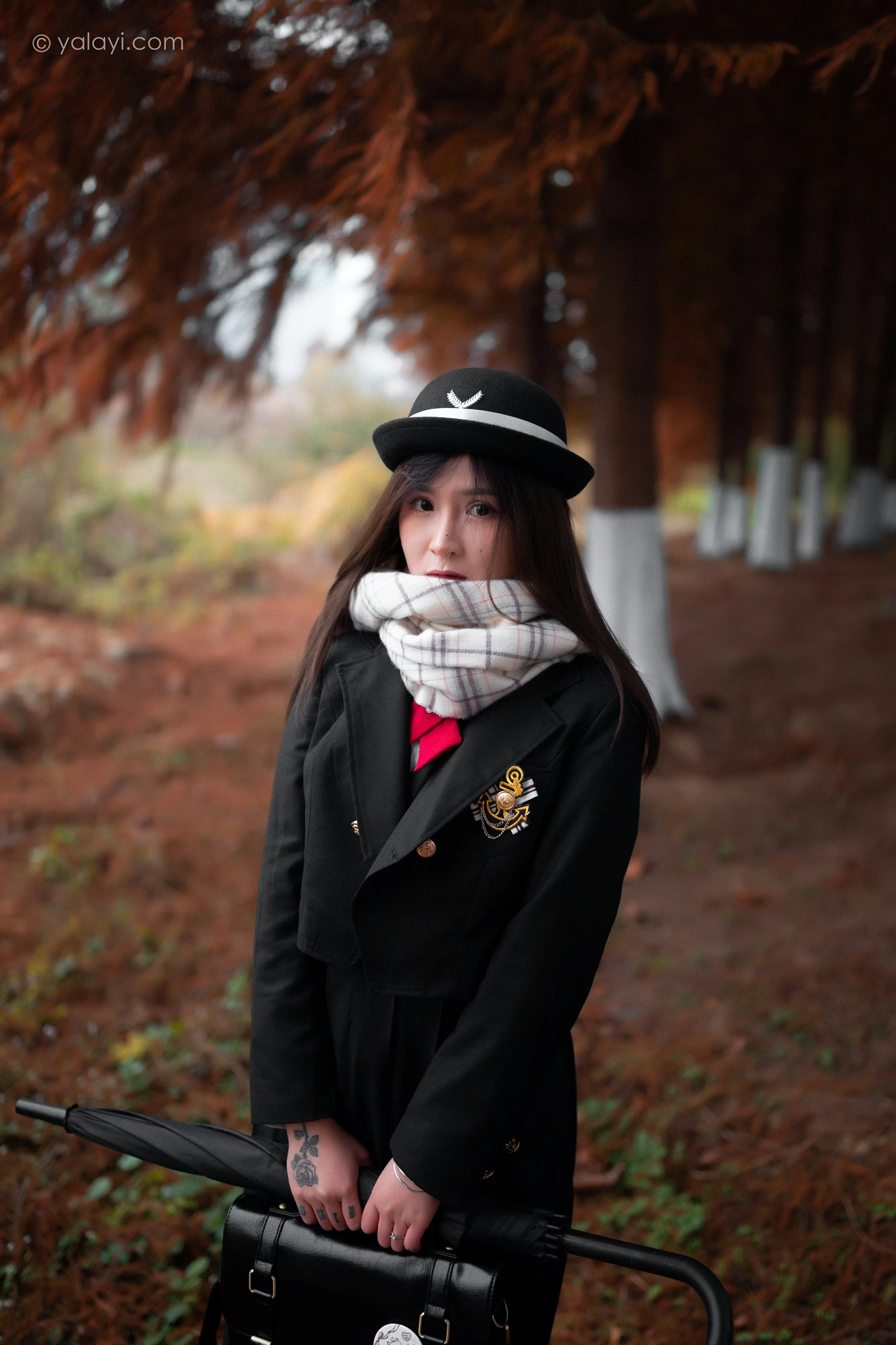 [YALAYI雅拉伊]NO.748 《冬恋》 梦涵 黑色JK制服与短裙加黑丝美腿清纯写真集第8张